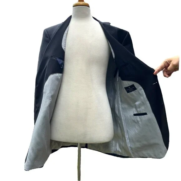 Brooks Brothers Men's Wool Blend Explorer Madison Fit Blazer Size 44L Black